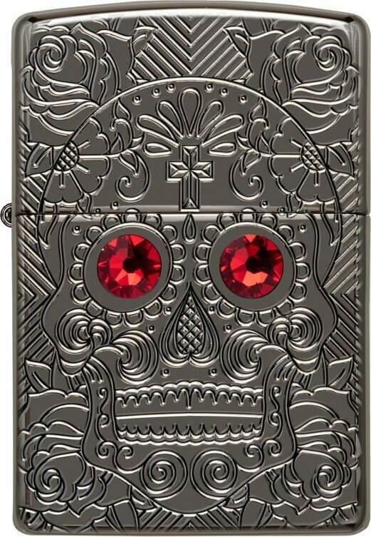 Зажигалка ZIPPO Armor™ Crystal с покрытием High Polish Black Ice®, латунь/сталь, чёрная, 38x13x57 мм - фотография № 2