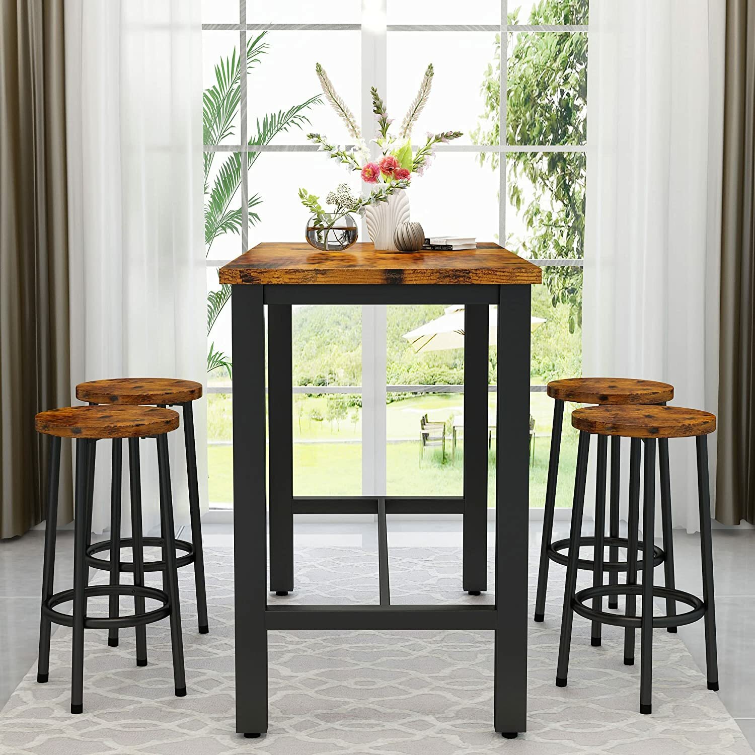 Комплект обеденной мебели стол и 4 стула в стиле Лофт - фотография № 2