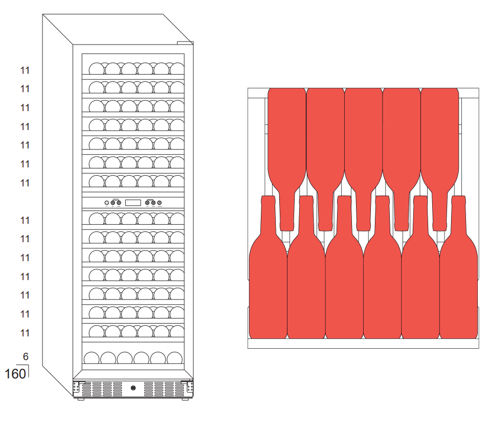 Винный холодильник (шкаф) компрессорный MEYVEL MV160-KST2 - фотография № 8