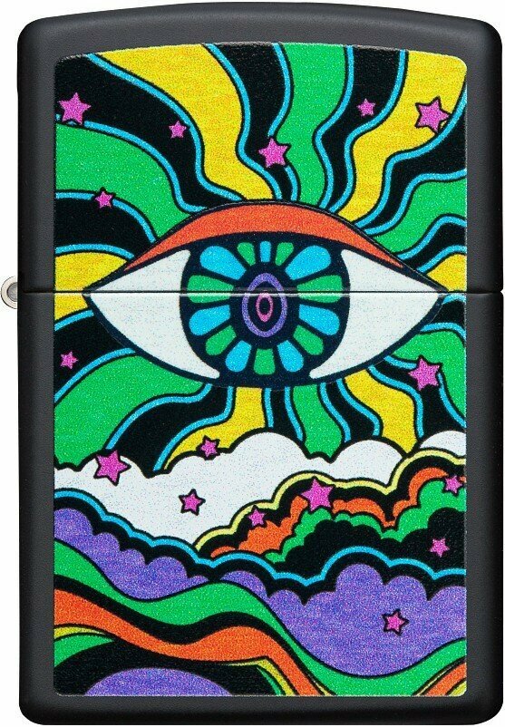 Зажигалка ZIPPO Black Light Eye с покрытием Black Matte, латунь/сталь, чёрная, матовая, 38x13x57 мм - фотография № 2