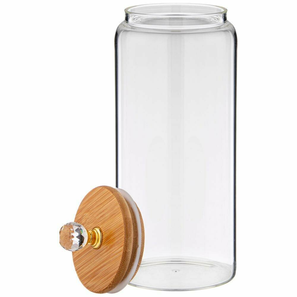 Набор из 2 штук Емкость для сыпучих продуктов Agness "Kristall" 9х9х14см/1100мл, стекло (889-108/2) - фотография № 3