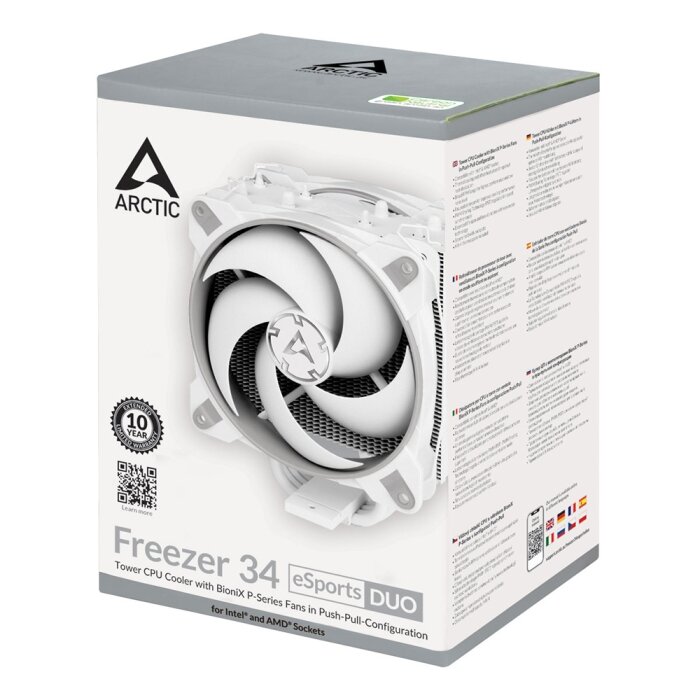 Вентилятор для процессора Arctic Freezer 34 eSports DUO - Grey/White 1150-56,2066, 2011-v3 (SQUARE ILM) , Ryzen (AM4) RET (ACFRE