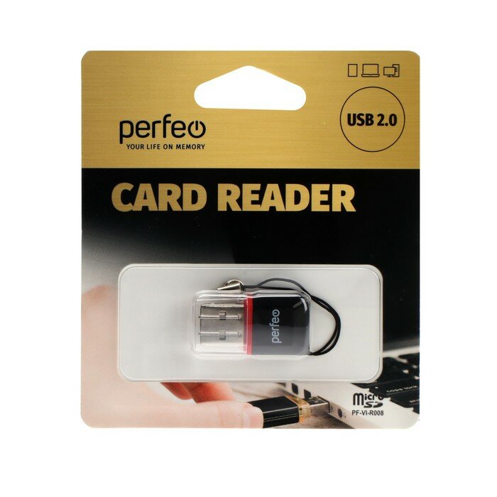 Perfeo Кард-ридер Perfeo PF-VI-R008, USB/Micro SD, чёрный