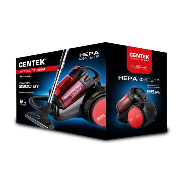 Centek Пылесос Centek CT-2524, 2300/420 Вт, 2 л, чёрно-красный - фотография № 4