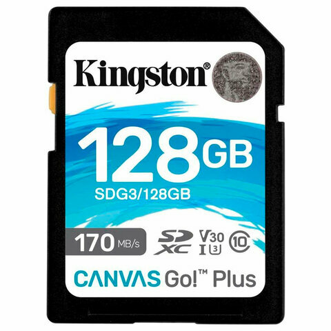 Карта памяти SDXC 128GB KINGSTON Canvas Go Plus, UHS-I U3, 170 Мб/с (class 10)