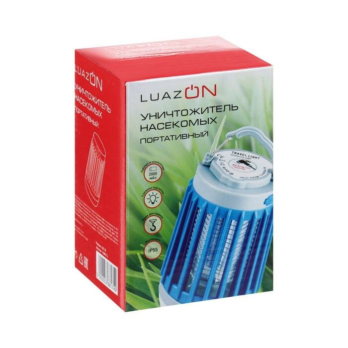 Средства от насекомых и грызунов Luazon Home Уничтожитель насекомых LRI-38, портативный, фонарь, от USB, АКБ, серый - фотография № 7