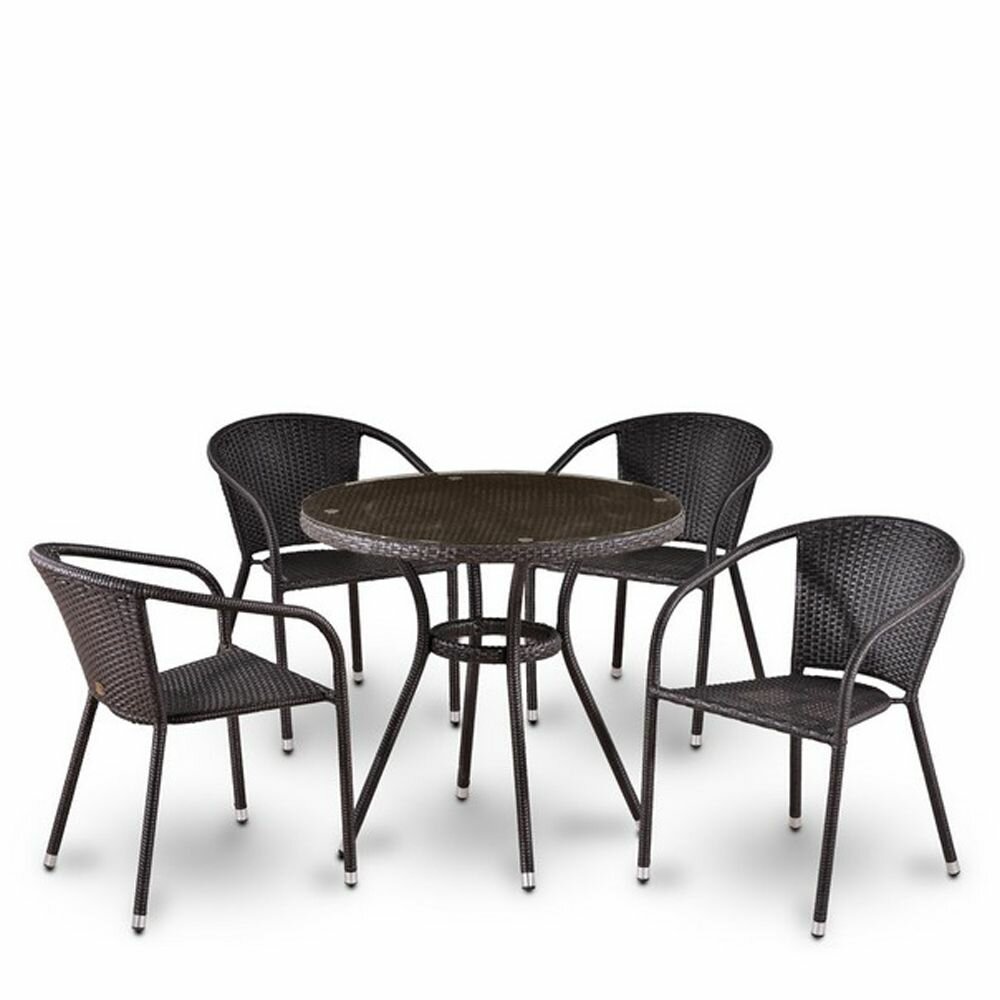 Комплект плетеной мебели Афина T282ANT/Y137C-W53 (4+1) Brown