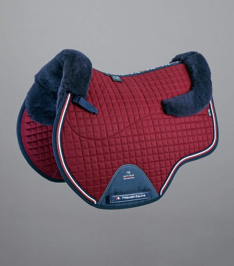 Вальтрап для лошади из мериносовой шерсти European Saddle Pad - GP/Jump Square (красный) - фотография № 1