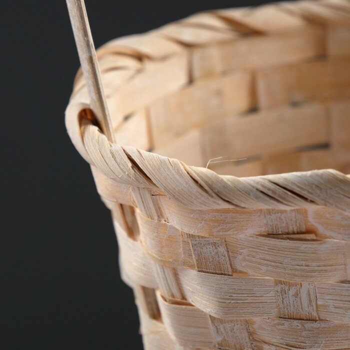 Корзина плетёная, бамбук, белая, (цилиндр) - фотография № 2