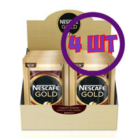 Растворимый кофе с добавлением молотого Nescafe Gold, 30 пакетиков по 2 гр (комплект 4 шт.) 0002224