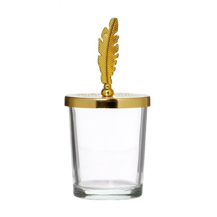 Подсвечник стекло на 1 свечу "Пёрышко" золото 11х5,5х5,5 см - фотография № 4