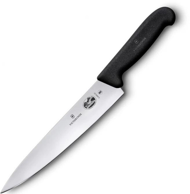 Нож кухонный Victorinox Fibrox (5.2003.25) стальной разделочный лезв.250мм прямая заточка черный