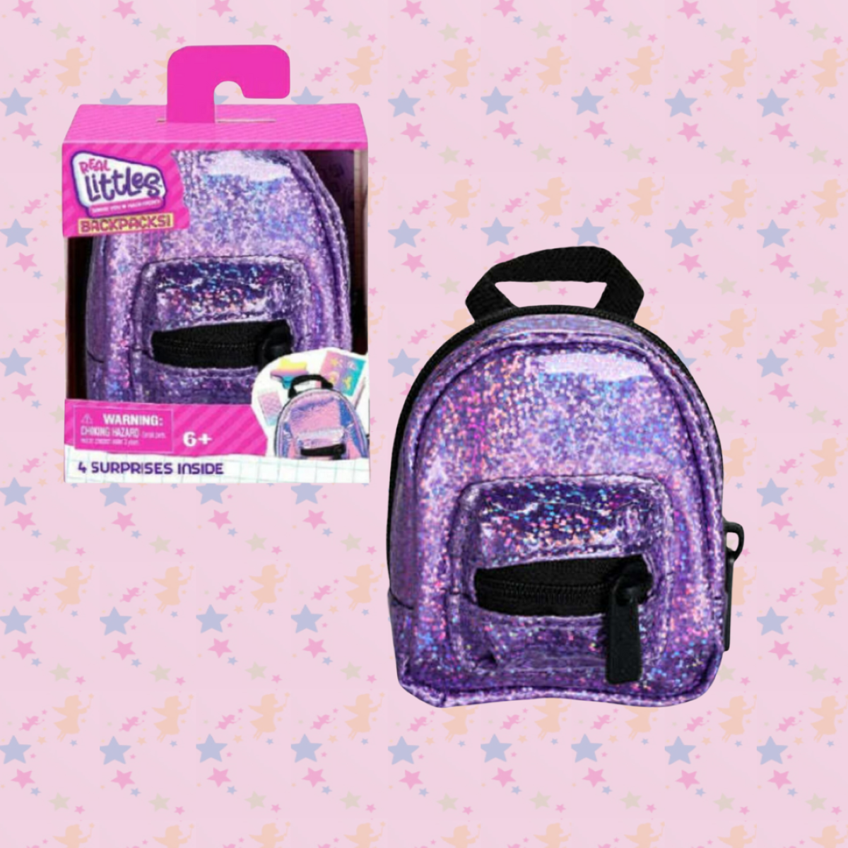 Сюжетно-ролевые игрушки Миниатюрный рюкзачок Real Littles фиолетовый с 4 сюрпризами