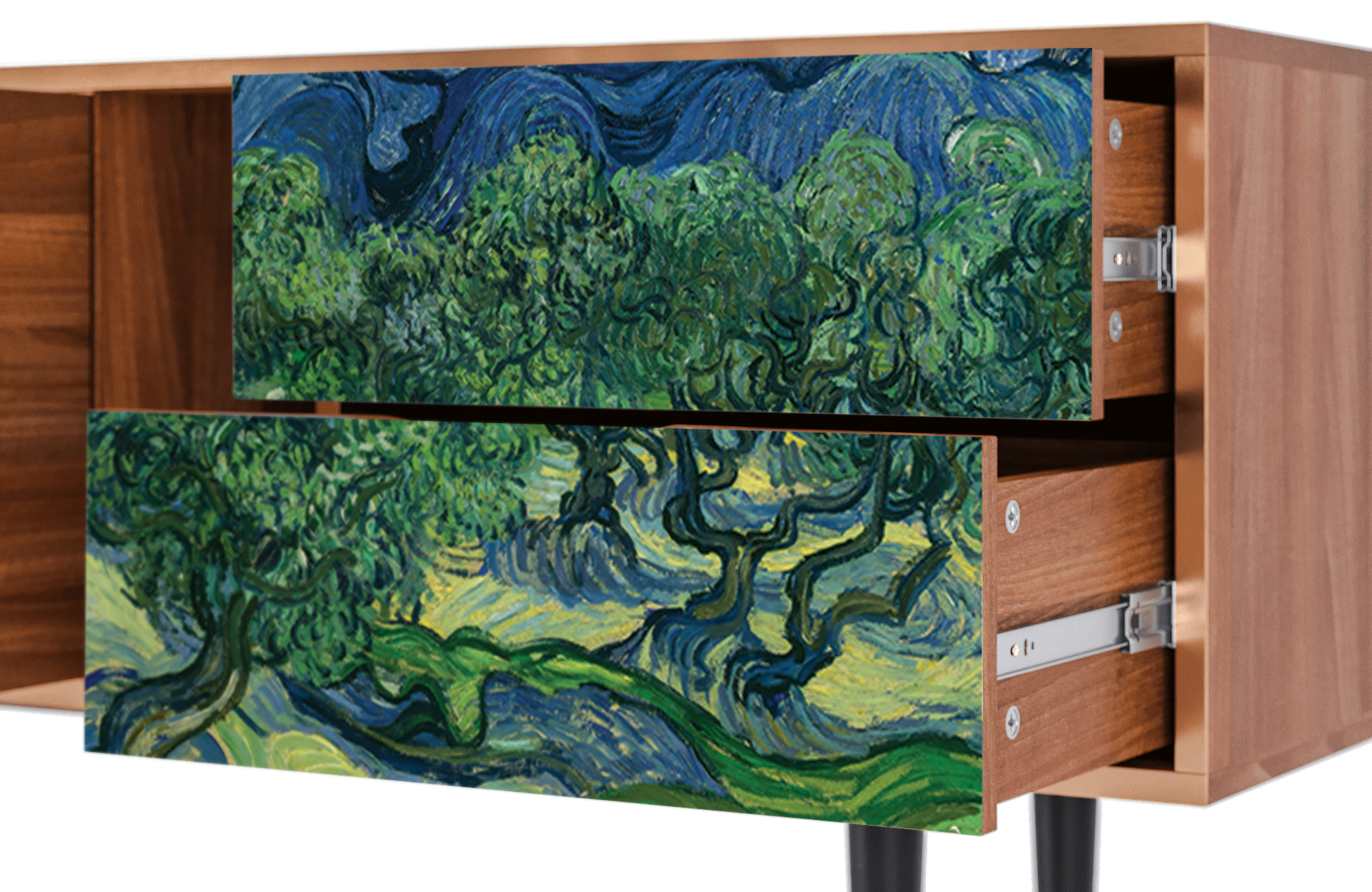 ТВ-Тумба - STORYZ - T1 The Oil Trees by Van Gogh, 170 x 69 x 48 см, Орех - фотография № 5