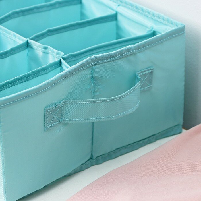 Органайзер для хранения белья «Комфорт», 12 отделений, 35×24×13 см, цвет бирюзовый - фотография № 4
