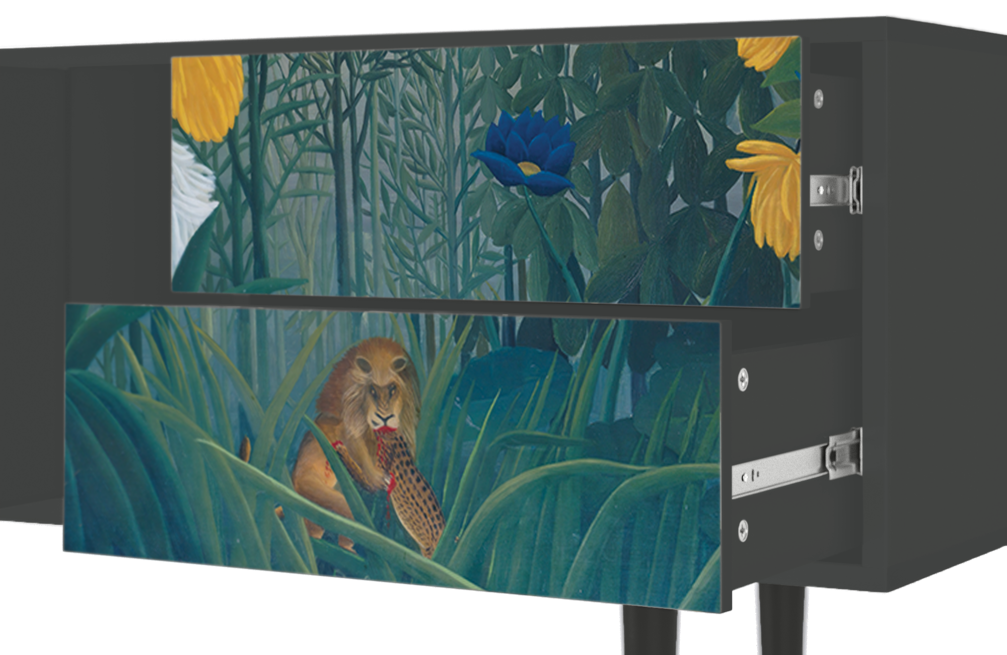 ТВ-Тумба - STORYZ - T1 The Repast of the Lion by Henri Rousseau, 170 x 69 x 48 см, Антрацит - фотография № 5