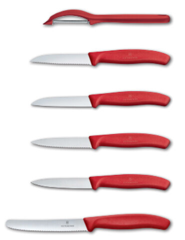 Набор ножей кухон. Victorinox Swiss Classic Kitchen (6.7111.6G) компл.:6шт красный подар.коробка