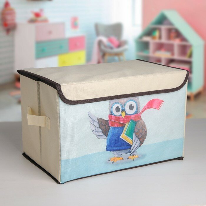 Короб стеллажный для хранения с крышкой «Умная сова», 39×25×25 см - фотография № 1