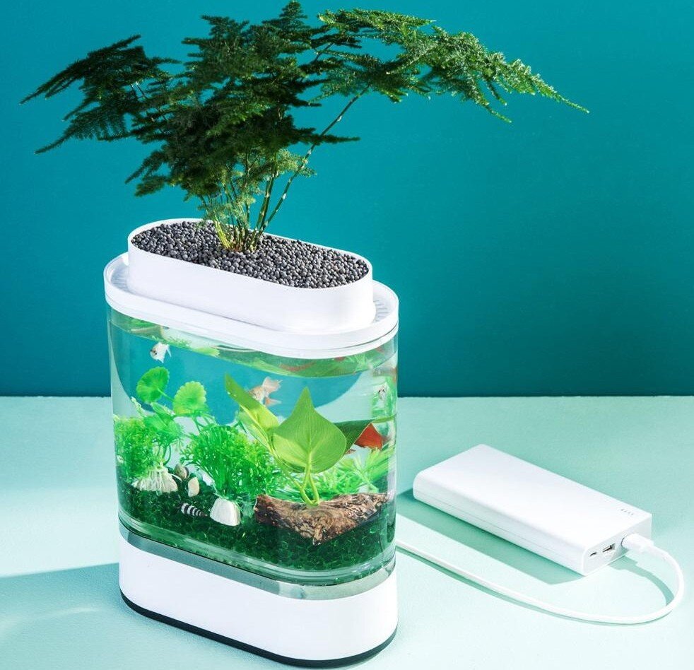 Аквариум XIAOMI Geometry Lazy Fish Tank Aquaponics Mini HF-JHYG005 - фотография № 3