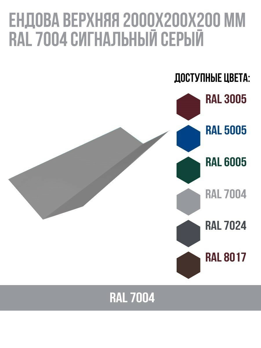 Ендова нижняя 2000х200мм RAL 7004 Сигнальный серый