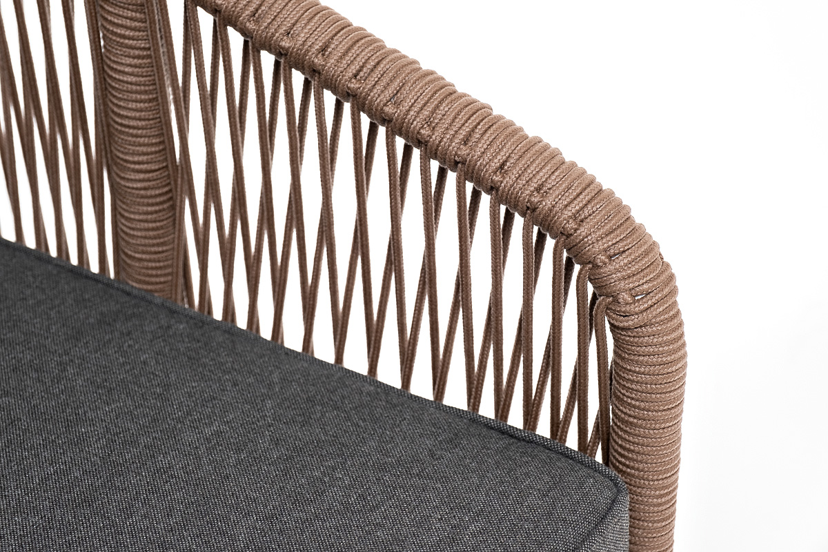 Канны кресло плетеное из роупа, каркас алюминий, коричневый - цена за 1 п.м, ширина 140 см - фотография № 3
