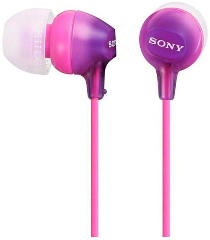 Наушники вкладыши Sony MDR-EX15AP 1.2м фиолетовый проводные в ушной раковине (MDREX15APV.CE7)