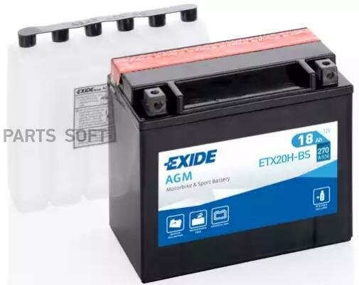 EXIDE ETX20HBS EXIDE ETX20H-BS_аккумуятор! рус 18Ah 270A 175/87/155 moto AGM сухозар. с упаковкой эектроита\