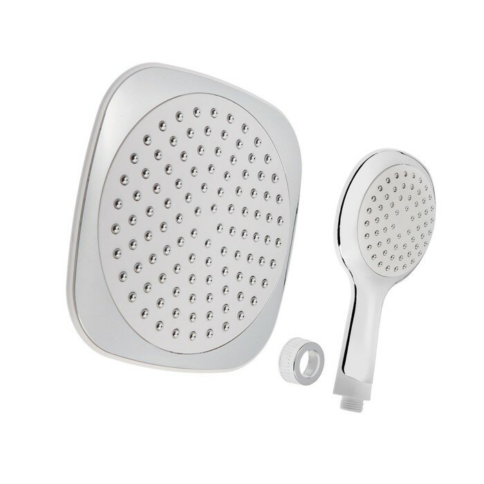 фото Набор душевых леек для стационарных смесителей ZEIN, квадратной формы, пластик, белый/хром