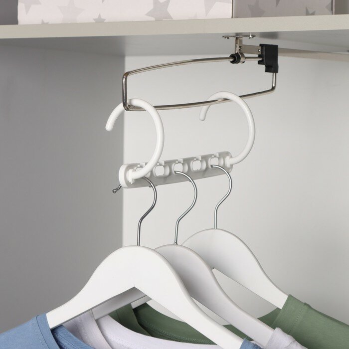 фото Вешалка органайзер трансформер, 24 см, 5 крючков, цвет белый, 3 штуки