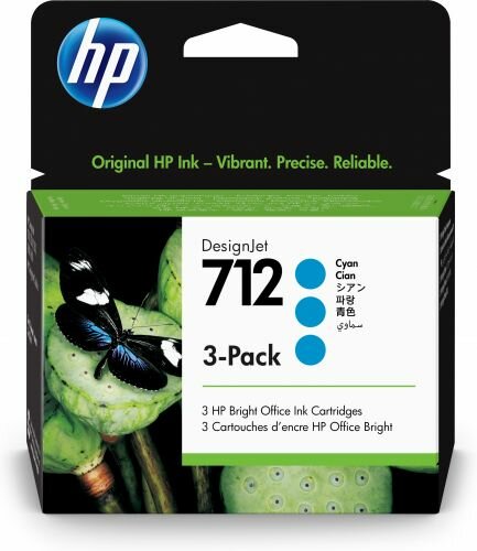 Картридж HP 712 3ED77A для DJ T230/T630/T650/Studio, голубые, тройная упаковка 3ED67A (3*29мл)