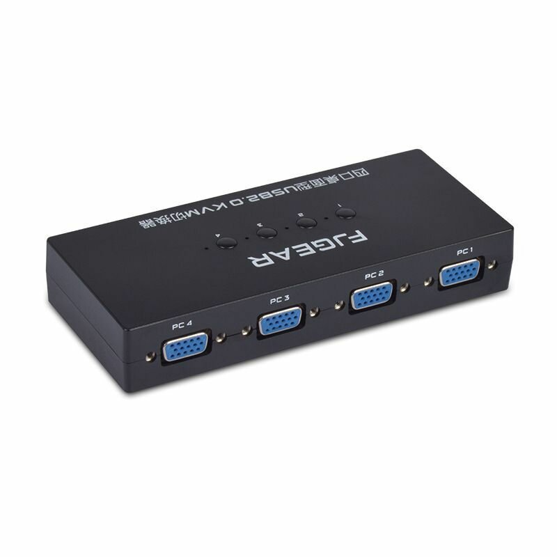 KVM switch 4-1 VGA+USB свитчер-переключатель c выносной кнопкой и полным комплектом соединительных кабелей