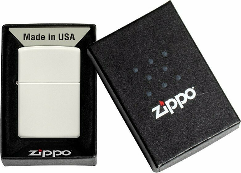 Зажигалка ZIPPO Classic с покрытием Glow In The Dark, латунь/сталь, белая, матовая, 38x13x57 мм № 49193 - фотография № 4