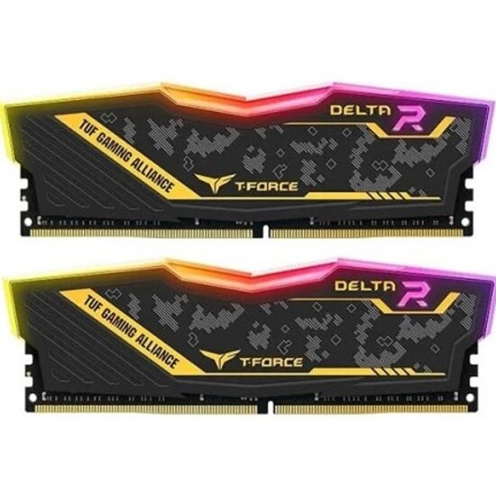 Оперативная память TEAM GROUP DDR4 16Gb (2x8Gb) 3200MHz pc-25600 DELTA R TUF YELLOW CL16 (TF9D416G3200HC16FDC01)