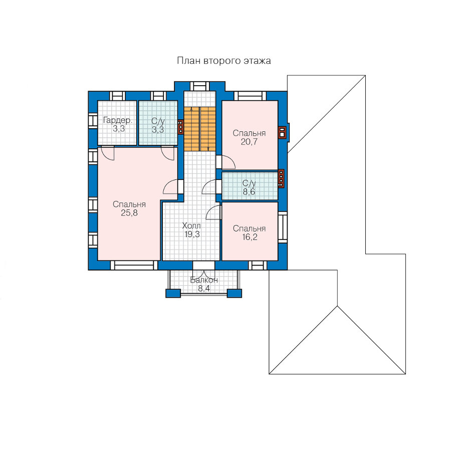 45-28L-Catalog-Plans - Проект двухэтажного кирпичного дома с террасой - фотография № 3