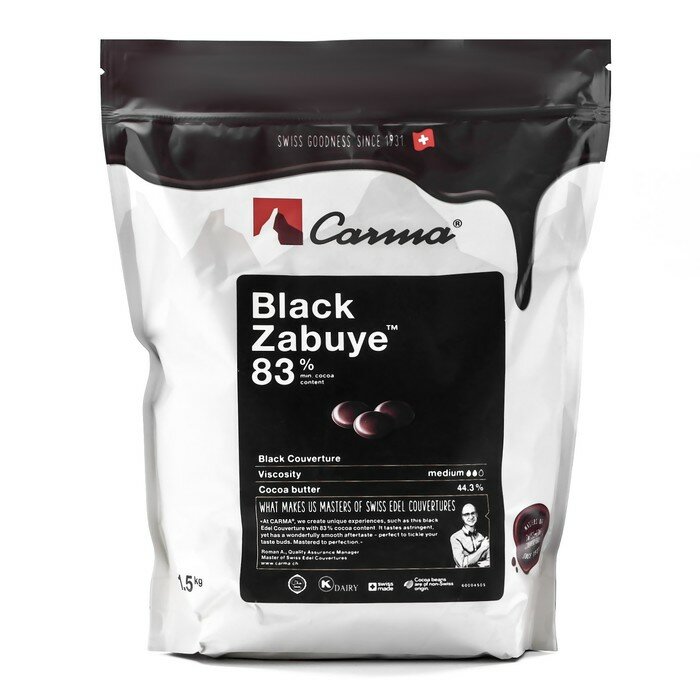 Горький шоколад Carma Black Zabuye, 83% какао, 1,5 кг - фотография № 1