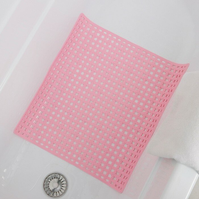SPA-коврик для ванны противоскользящий на присосках Доляна «Клеточка», 50×50 см, цвет микс - фотография № 2