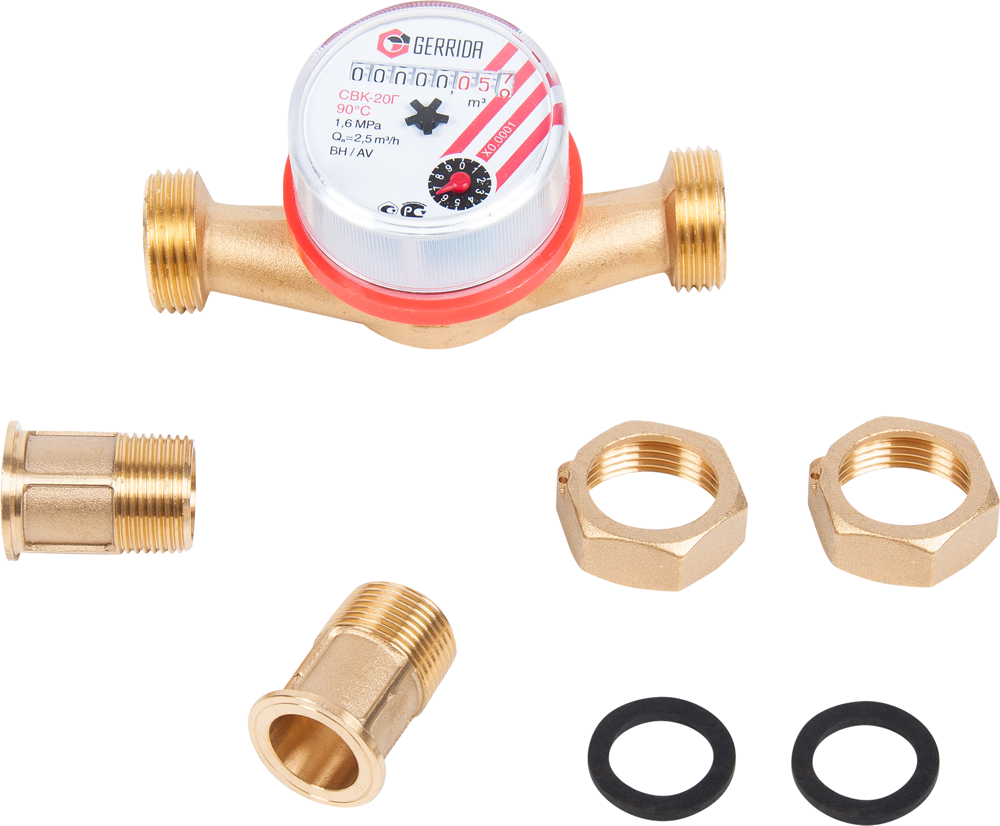 Счётчик для воды универсальный Геррида, 3/4" DN20, со сгонами - фотография № 2