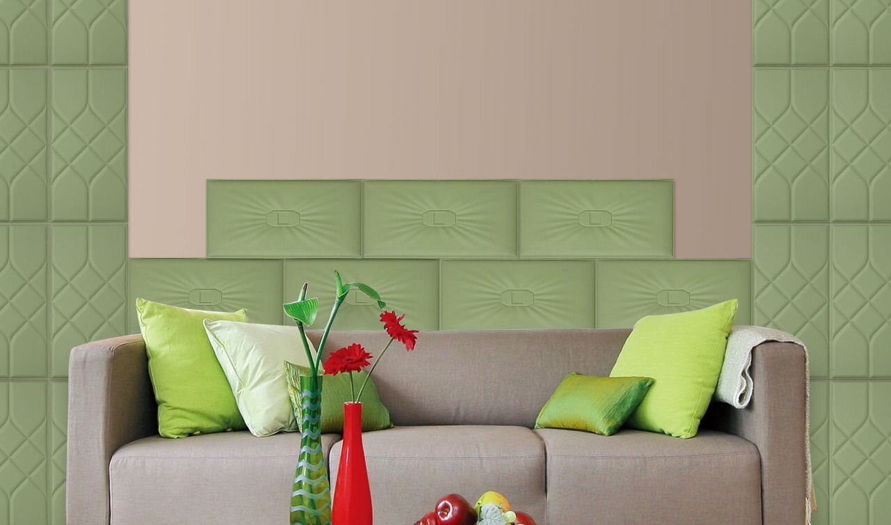 Панель стеновая из экокожи Olive Teneritas оливковый зеленый 30 * 60см 1шт мягкая 3D панель декор для стен и в изголовье кровати