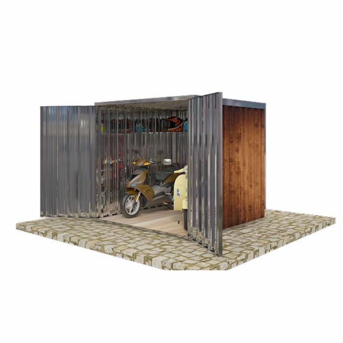 Сарай металлический SKOGGY 2м, с плоской крышей, торцевой дверью и полом - фотография № 3