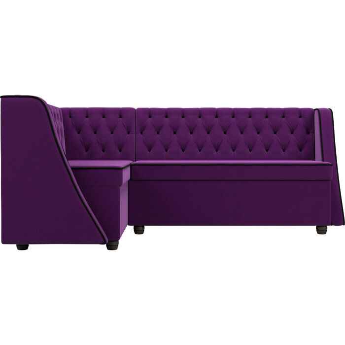 Кухонный угловой диван АртМебель Лофт микровельвет фиолетовый левый угол - фотография № 2