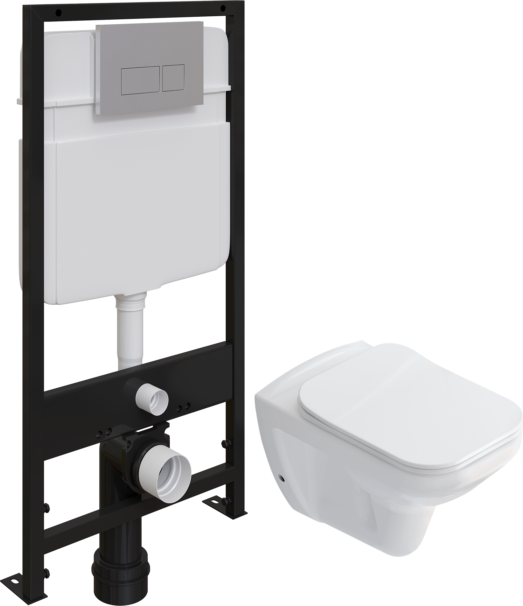 Комплект Унитаз подвесной STWORKI Дублин SETK3504-0605 с микролифтом + Система инсталляции для унитазов EWRIKA ProLT 0026-2020 с кнопкой смыва 0040 хром матовый