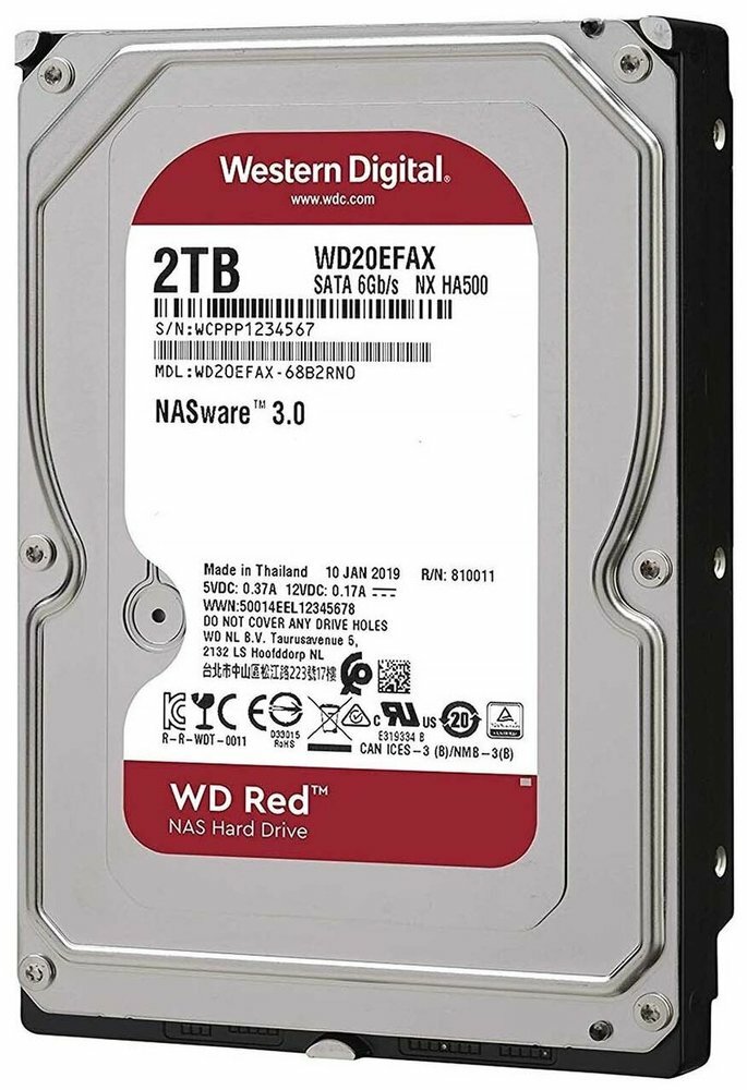 Жесткий диск WD Original Sata-iii 2Tb Wd20efax Red (5400rpm) 256Mb 3.5" Wd20efax