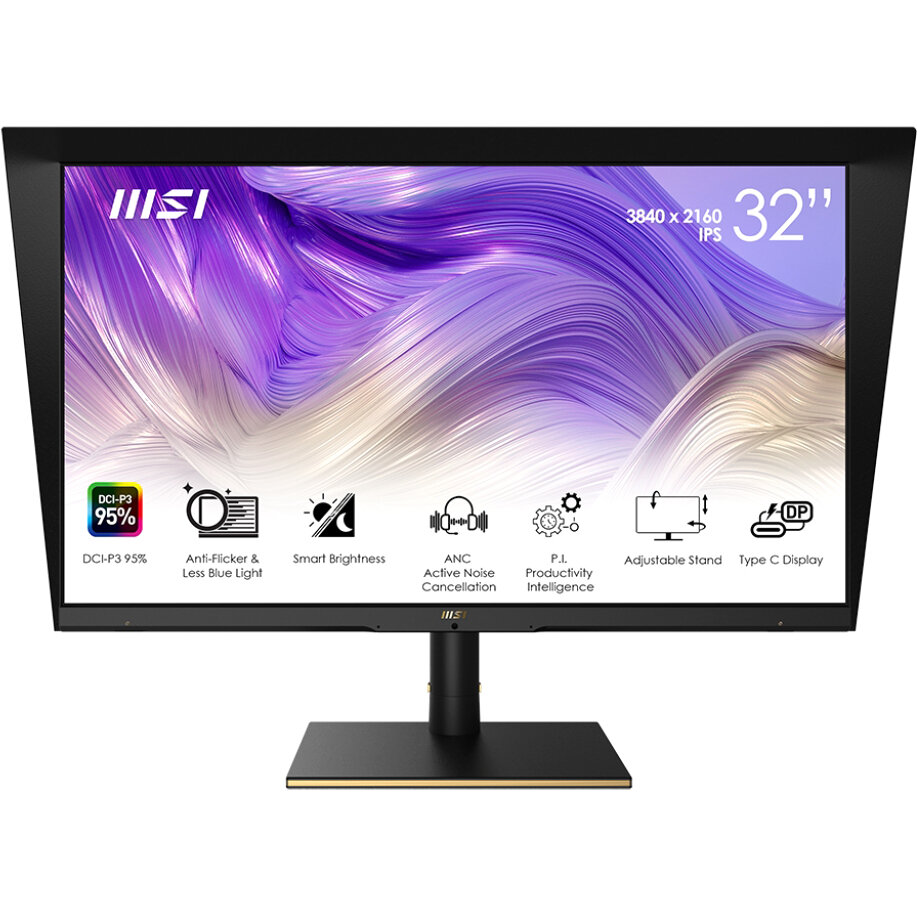 MSI Монитор/ MSI Summit MS321UP 32" UHD(3840x2160(матовый))/Flat/IPS/60Hz/4ms/HDMI/DP/USB/9.7kg/black 32"(3840x2160 (матовый))/ (Ghz)/Mb/Gb/Ext:war 1y/black/