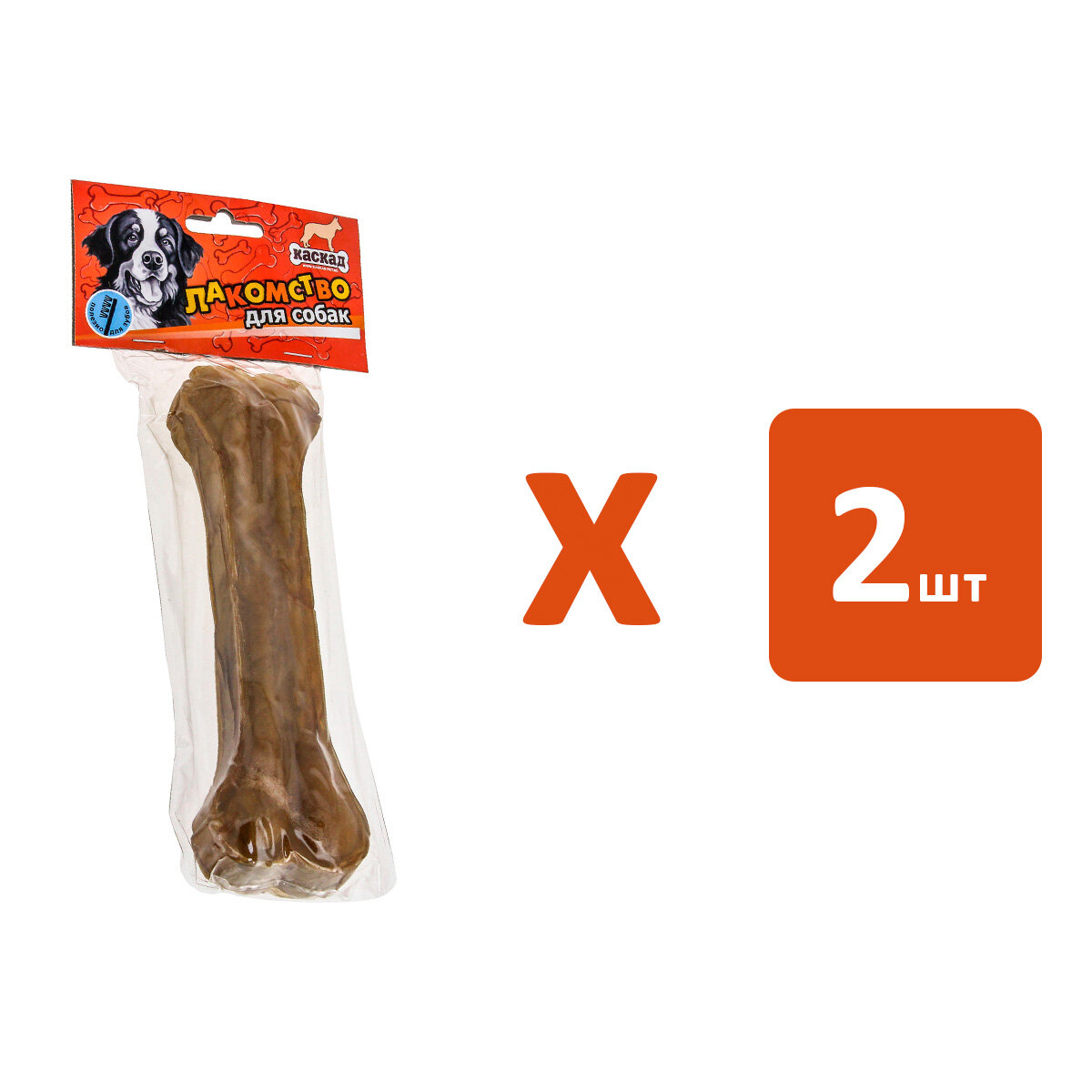 Лакомство каскад для собак кость из жил 20 см пакет (170 гр х 2 шт)