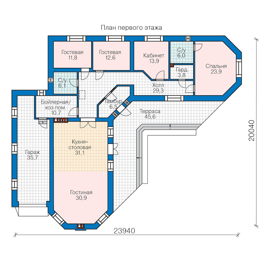 58-50AL-Catalog-Plans - Проект одноэтажного дома из газобетона с террасой - фотография № 2