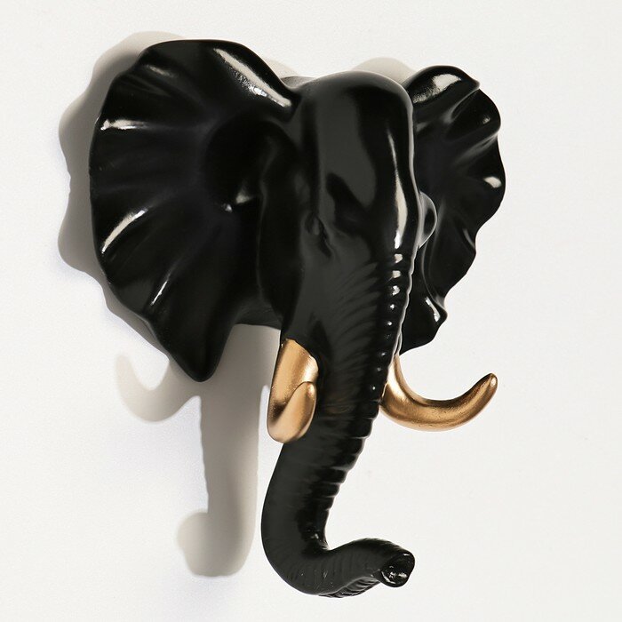 Декор настенный-вешалка "Слон" 11 x 10.5 см, черный - фотография № 4