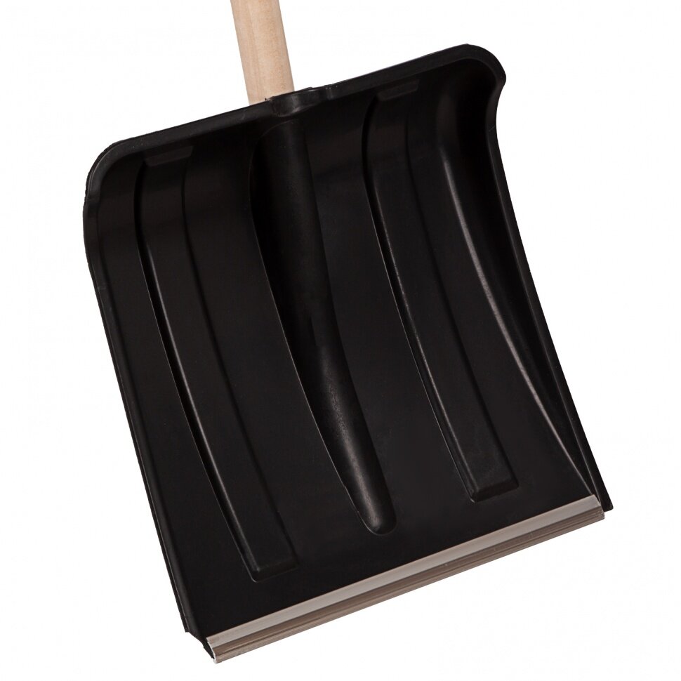 Лопата для уборки снега пластиковая, 350 х 350 х 1445 мм, деревянный черенок, Россия - фотография № 4
