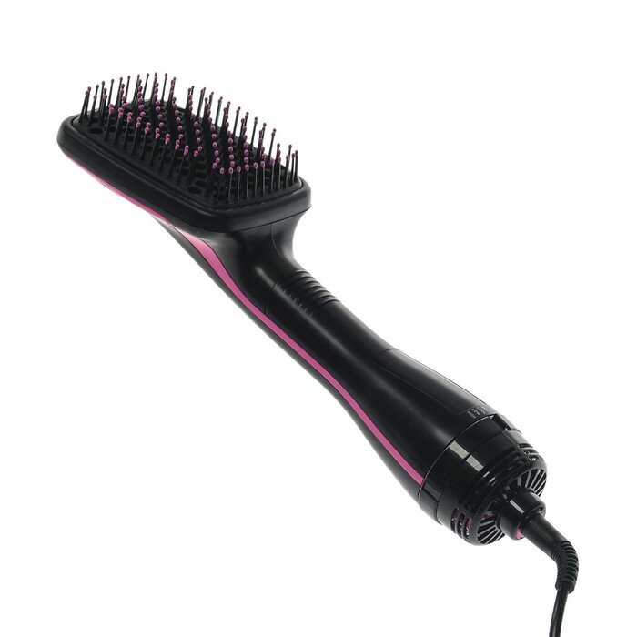 фото Фен-щётка Luazon LFS-01, 1600 Вт, 3 скорости, 1 насадка, чёрно-розовая