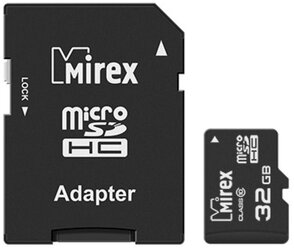 Карта памяти Mirex microSDHC с адаптером 32Gb (class 10) (13613-AD10SD32)