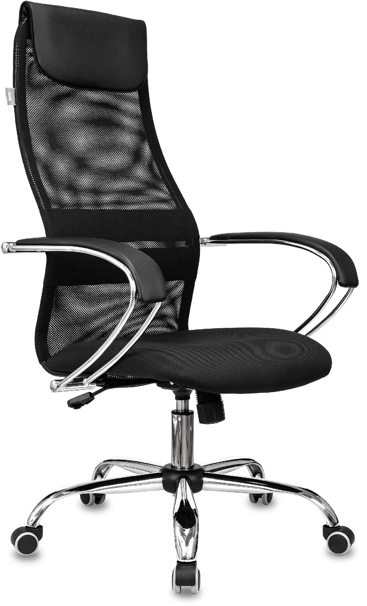 Кресло руководителя Бюрократ CH-607SL/BLACK черный сетка/ткань с подголовником крестовина хром металл